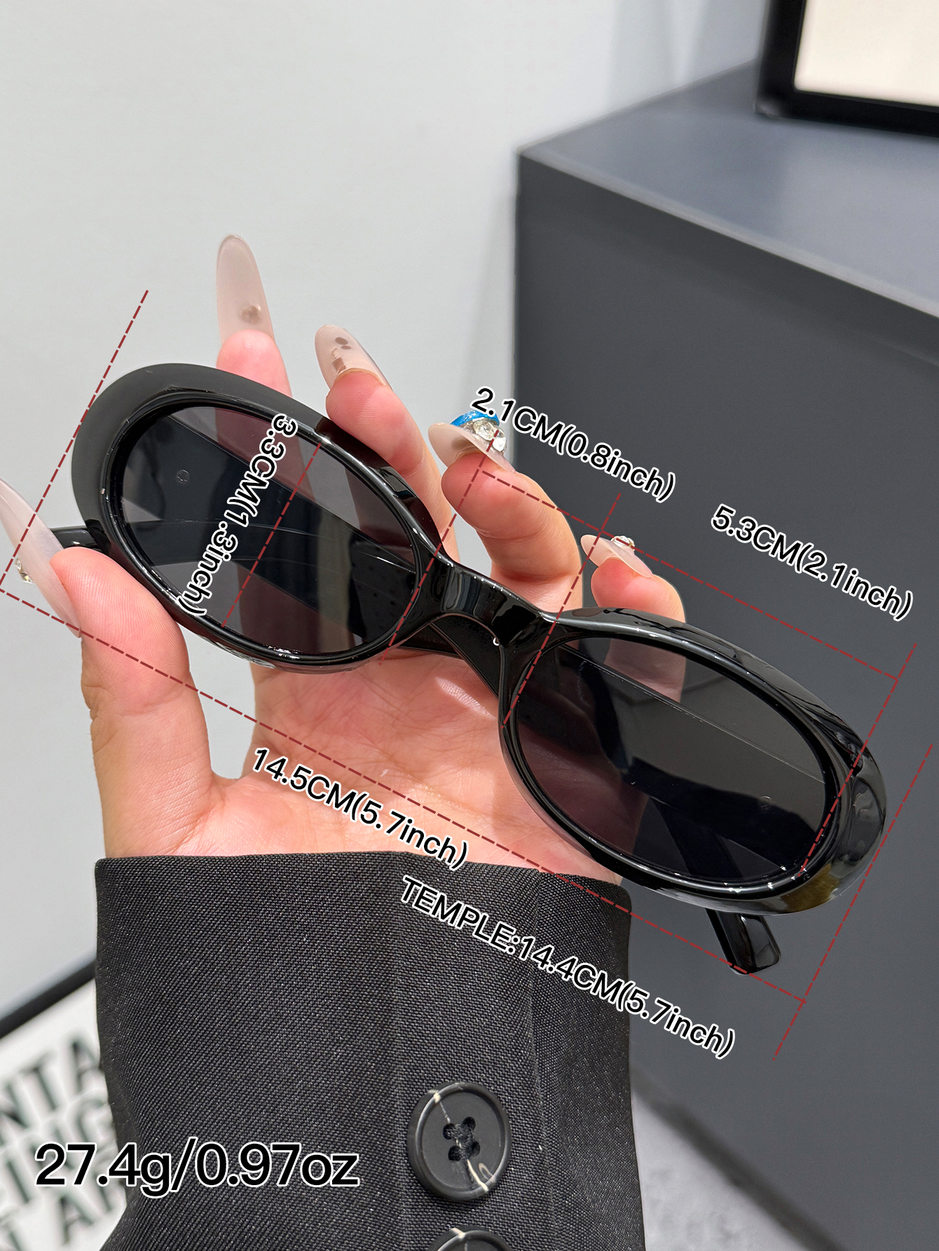Lunettes de soleil à monture ovale simples et élégantes, lunettes de soleil pour femmes à la mode, tendance pour la photographie, les vacances, les fêtes, la conduite, 1 pièce