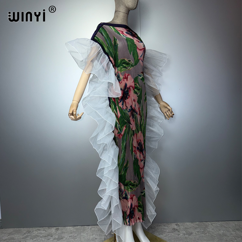 Robe plissée élastique WINYI, robe de plage, kaftan, abaya, robe de soirée de luxe Dubaï pour femmes musulmanes