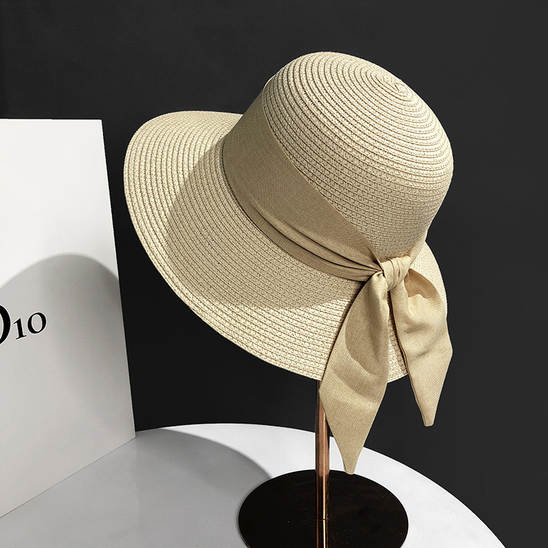 Mode extérieure femmes chapeau nœud chapeau de soleil été respirant large bord casquette de plage Protection UV chapeau de paille décontracté pour les femmes