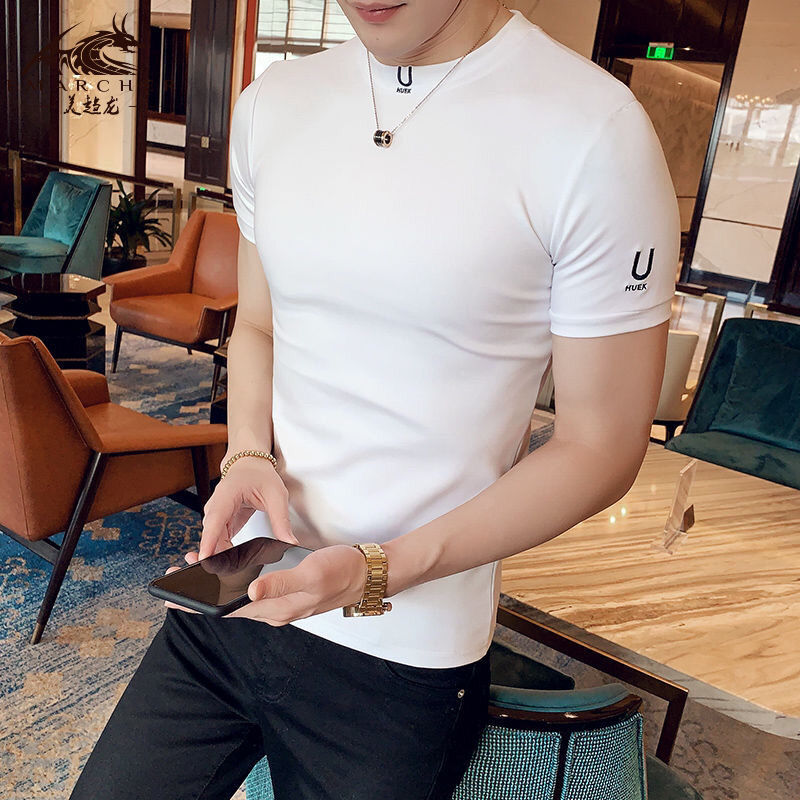T-shirt noir pour homme, vêtement simple, Streetwear, slim, Muscles, Gym, homme ordinaire, Cool, ample, esthétique, Xl, vente en gros