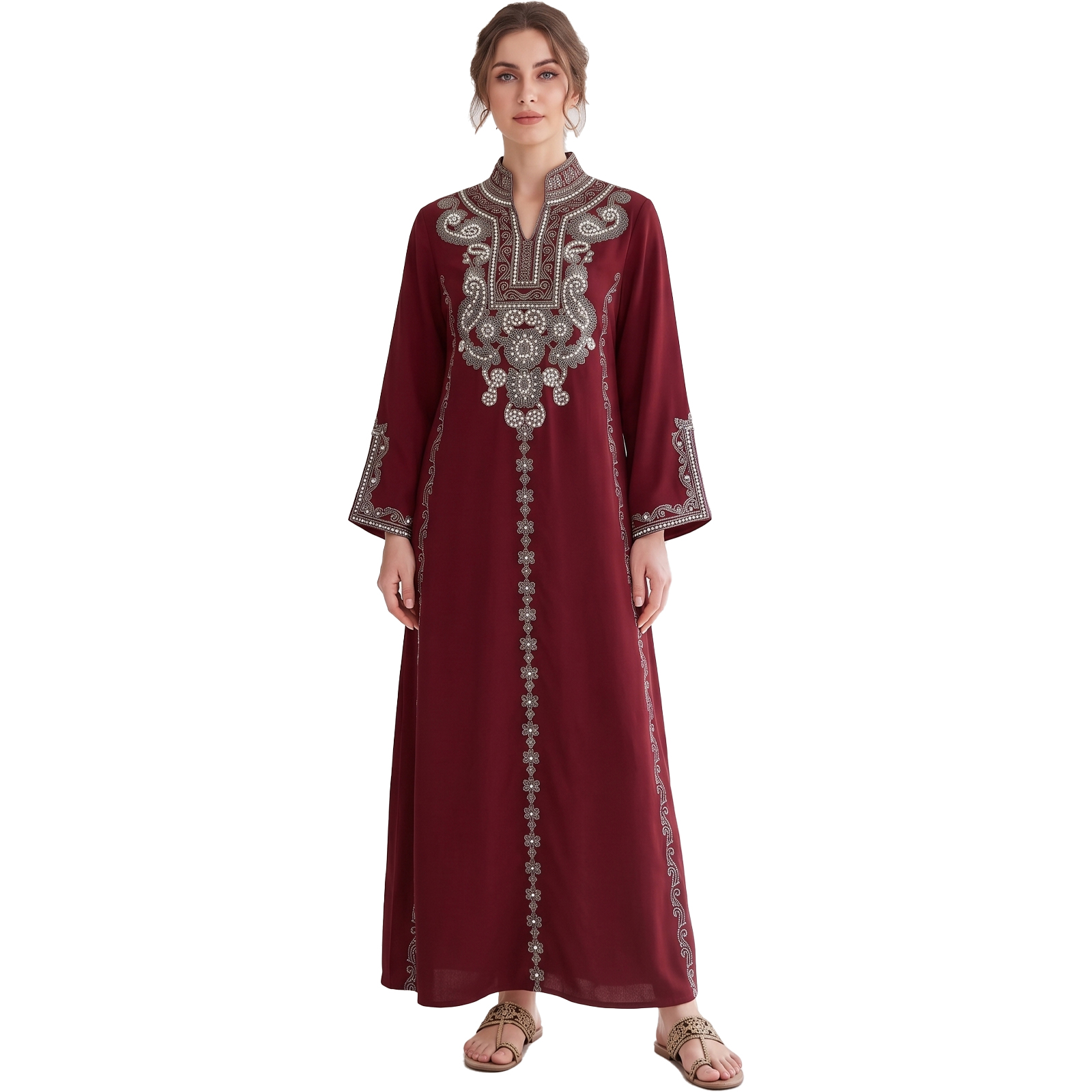 Robes traditionnelles et abayas pour femmes Aiyu Nuex, broderie exquise, abaya femme, perles et strass, kaftan long et ample
