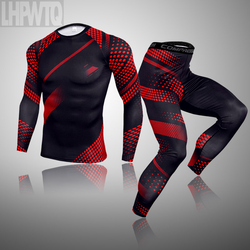Ensemble de jogging de compression pour hommes, sous-vêtements thermiques d'hiver, tenues de sport, survêtement chaud pour hommes, vêtements de protection contre les éruptions cutanées, vêtements de MMA, taille 3XL