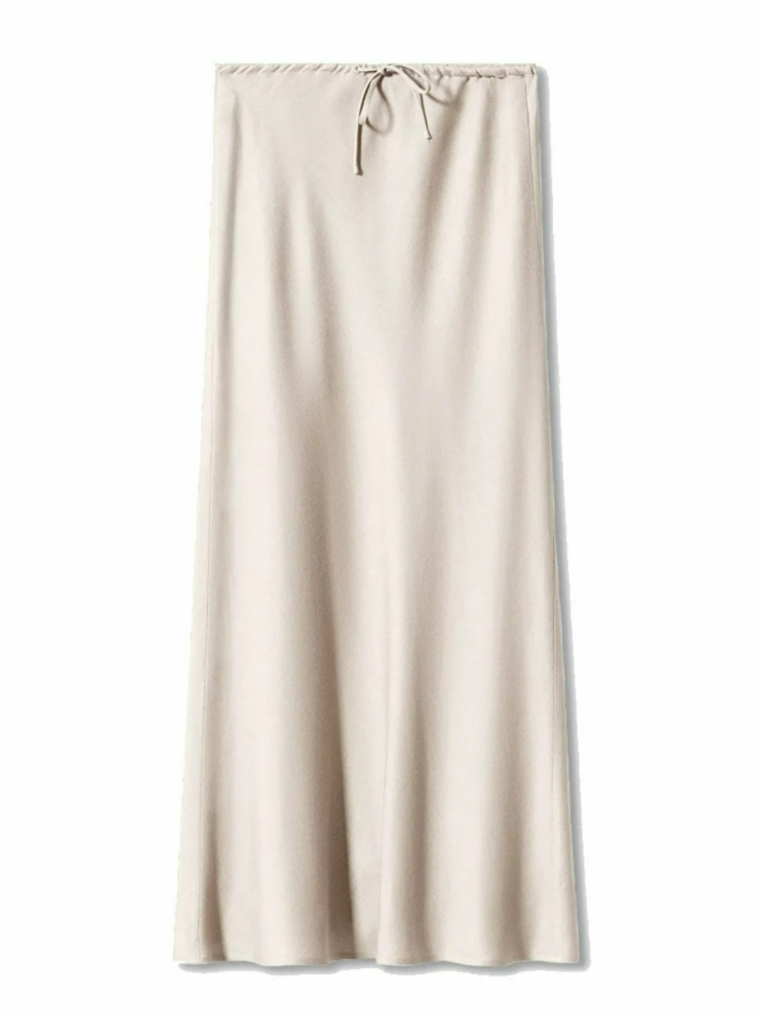 Jupe longue en satin couleur unie pour femme, taille haute, à lacets, élégante et tendance, collection Printemps-Été 2026, style luxe léger