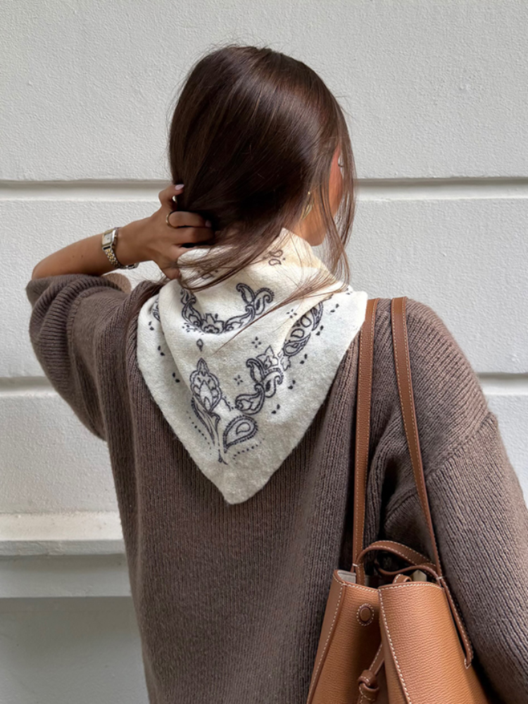 Écharpe vintage pour femme, imprimé floral rétro paisley, foulard carré à bords effilochés, châle léger, nouvelle tenue de printemps pour femme