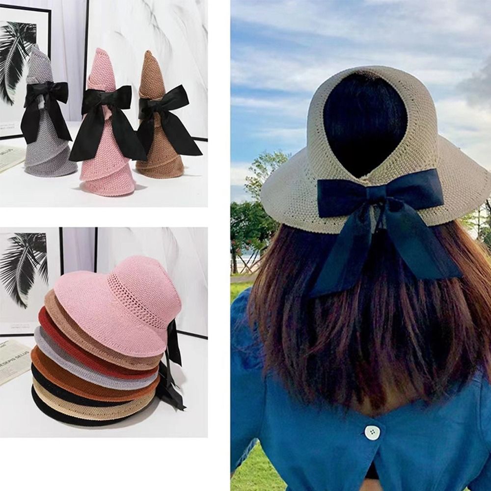 Chapeau de plage pour femme à large bord en crochet festonné, protection UV, style mode
