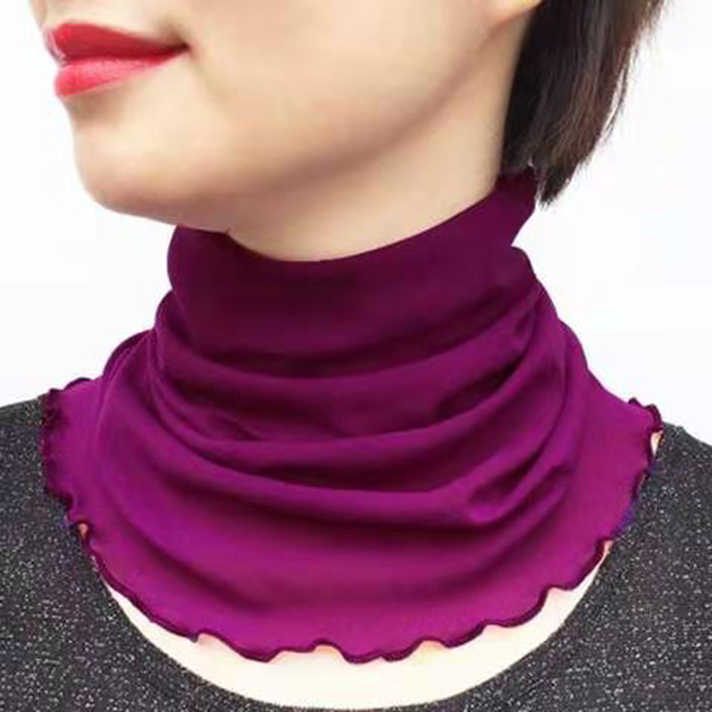 Bavoir en Polyester pour femmes, foulard en soie, protège-cou, faux col, Protection solaire, décoratif, doux, respirant, haute élasticité, E50