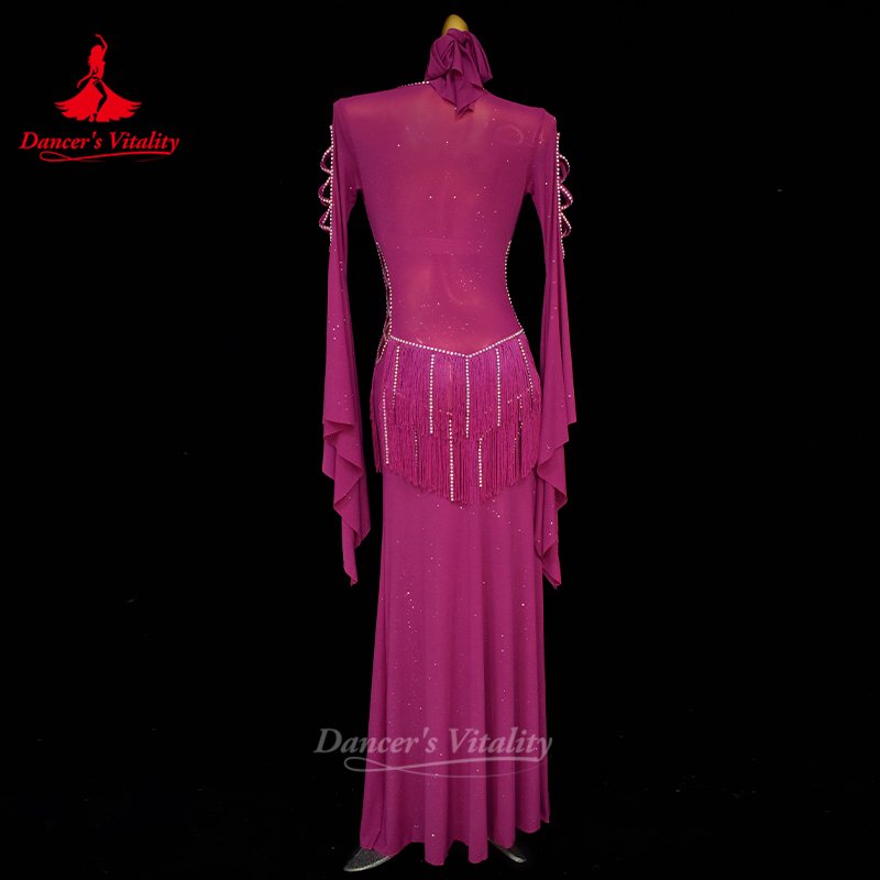 Robes de spectacle de danse du ventre pour femmes, Robe à franges Sexy + soutien-gorge + foulard en pierres AB pour personnes âgées, 3 pièces, tenue Shaabi Balady Saidy pour adultes