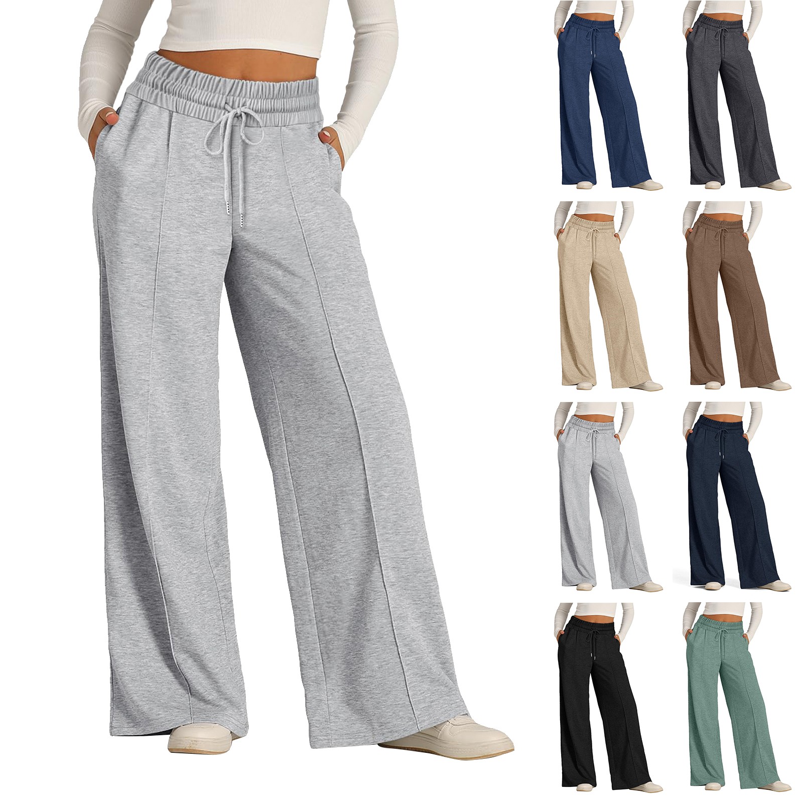 Pantalon à Jambes Larges pour Femme, Survêtement à Doublure Smile, Droit, Astronomique, Tout Mathématique, Uni, Fitness, Jogging, Voyage Basique