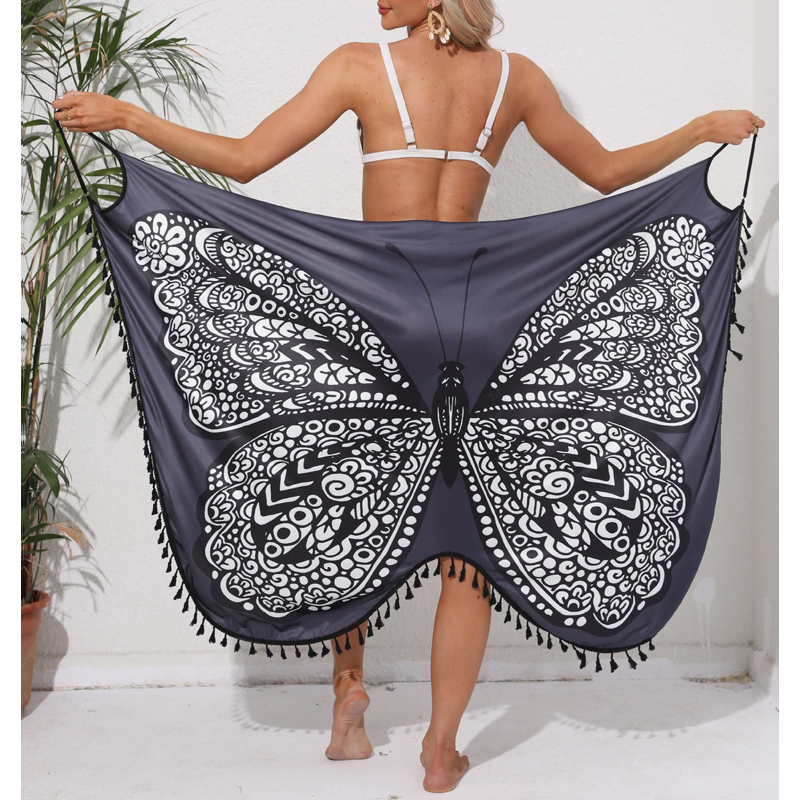 Femmes Bikini Sexy papillon imprimé couvrir maillots de bain femmes robe d'été tunique bain Sarong jupe portefeuille maillot de bain élégant maillots de bain