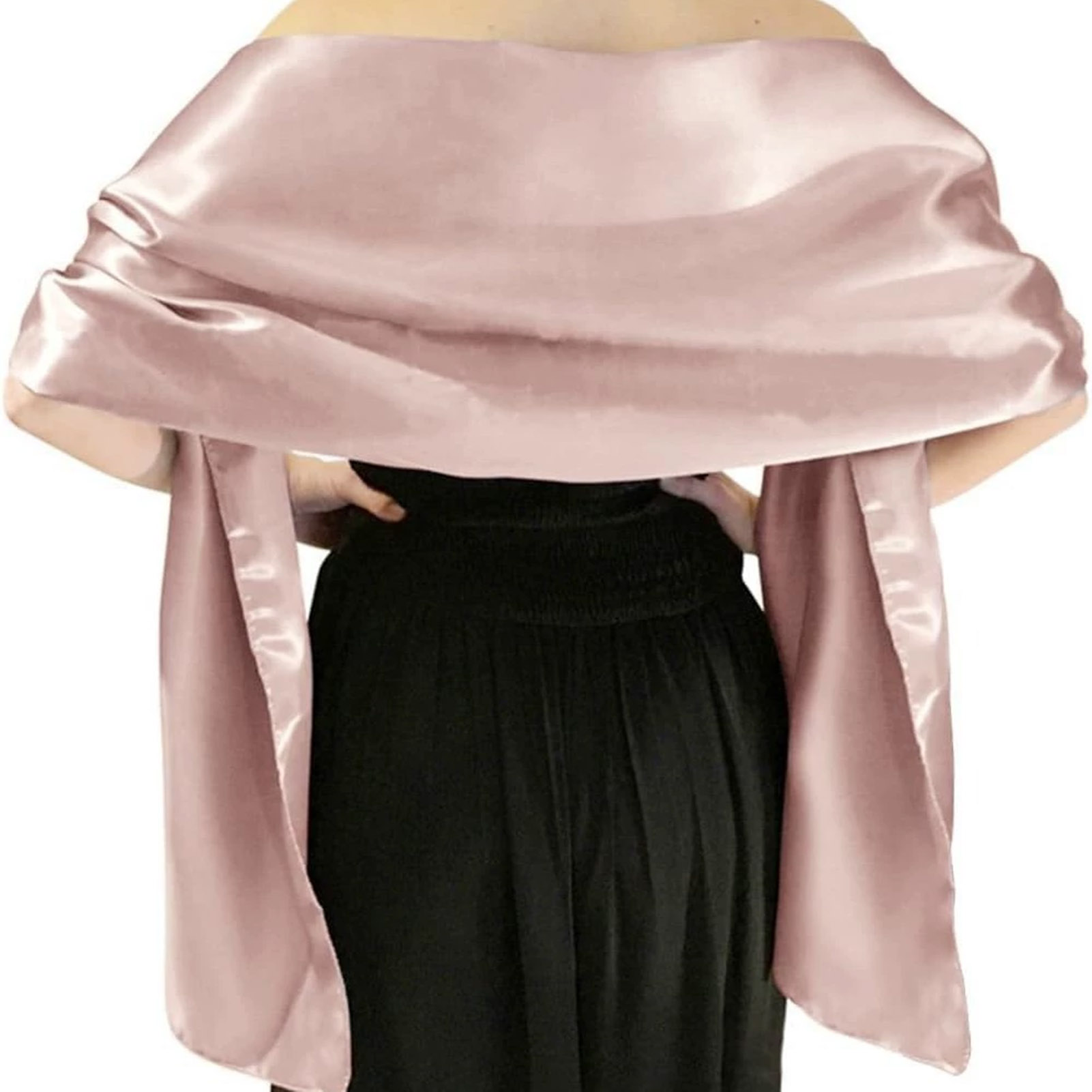 Élégant châle en satin de soie pour femme, doux, accessoire de robe de soirée ou de mariage, 65x180cm, léger, portable, luxueux, brillant, cadeau