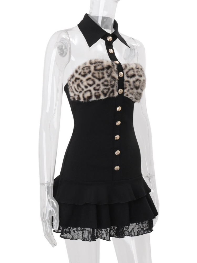 High Street – robe en Patchwork imprimé léopard pour filles, Sexy, gothique, Slim, noir, Design Y2k, robes courtes, vêtements Punk Vintage