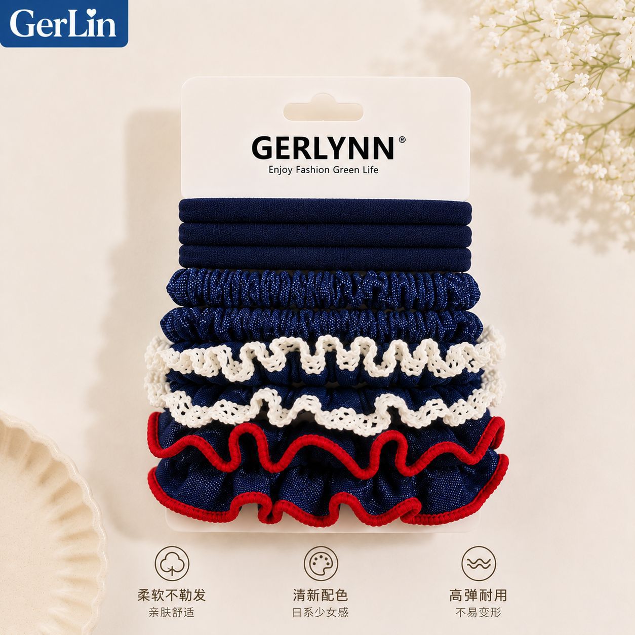 Ensemble de 9 élastiques à cheveux en tissu pour un usage quotidien, polyvalent, très élastique, doux pour les cheveux, élastiques épais pour femmes.