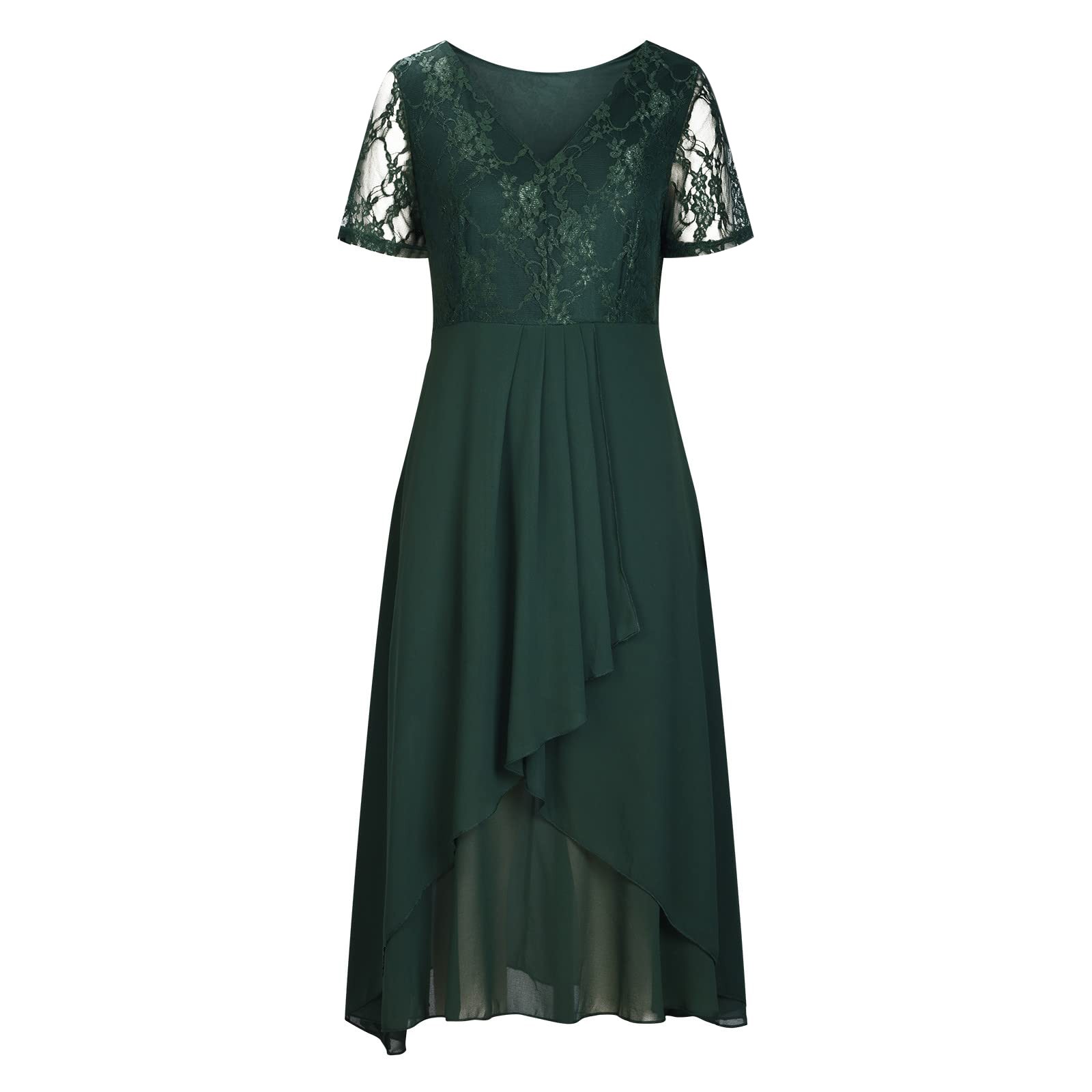 Robe longue en mousseline de soie pour femmes, robes de Rhcreuses, robes de soirée à manches courtes, col en V, panneau en dentelle, ligne A, demoiselle d'honneur, dames
