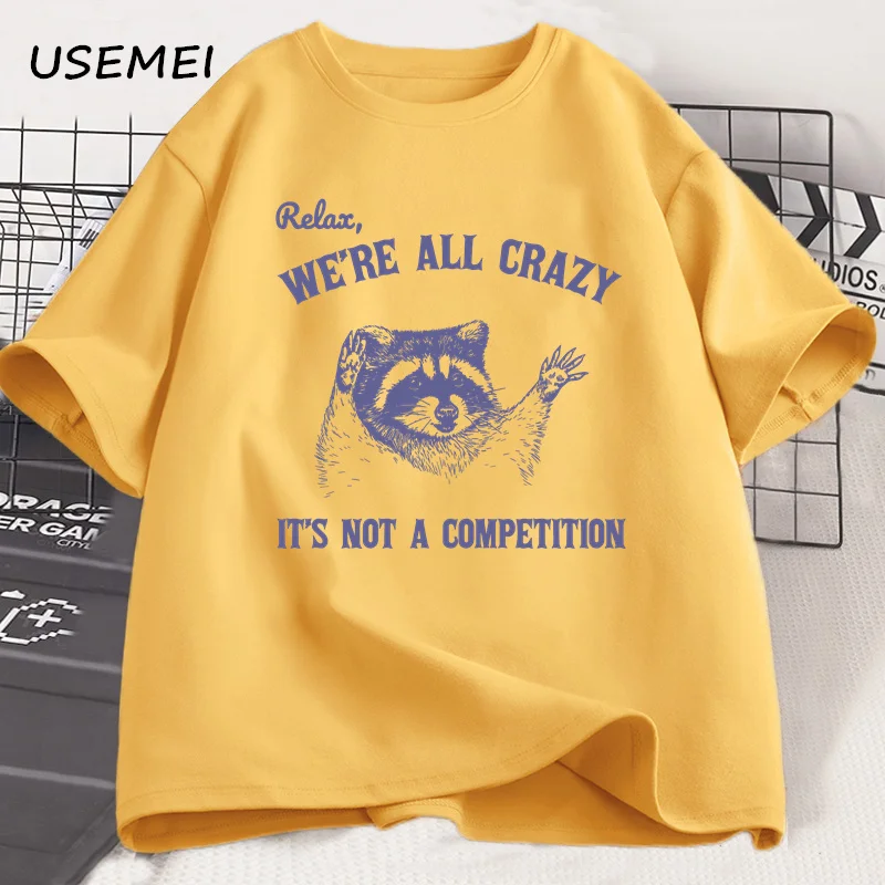 Relax We Are All Crazy T-shirts pour hommes T-shirts graphiques drôles coton col rond manches courtes hommes vêtements de créateurs Streetwear