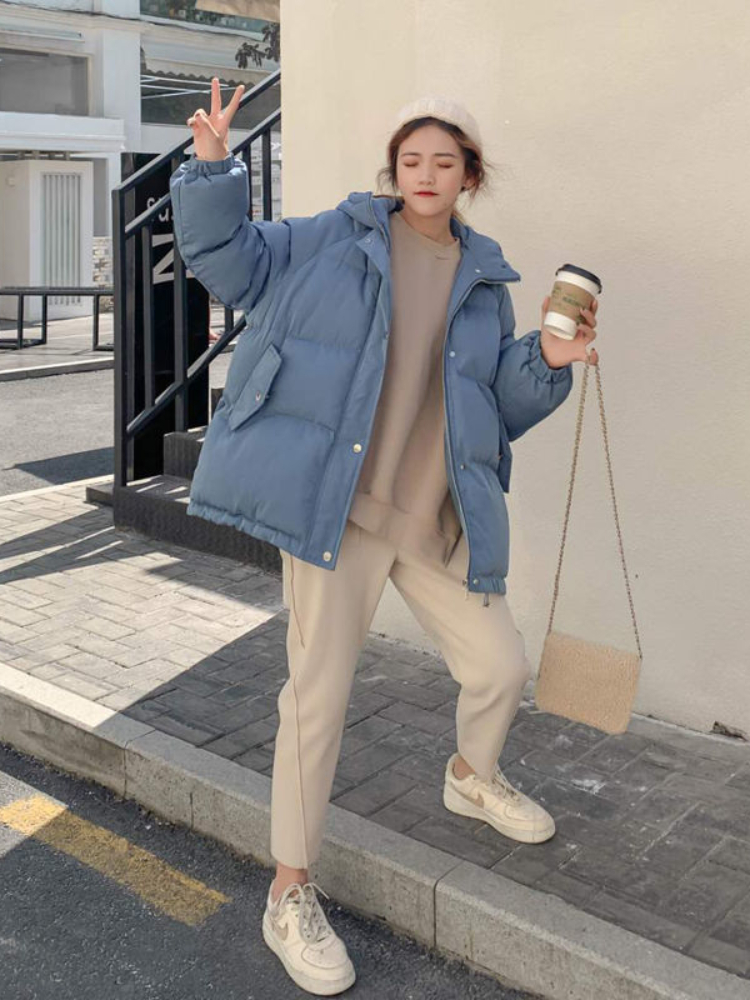 Nouveau 2025 femmes veste courte hiver épais à capuche coton rembourré manteaux femme coréenne ample bouffant Parkas dames surdimensionné vêtements d'extérieur