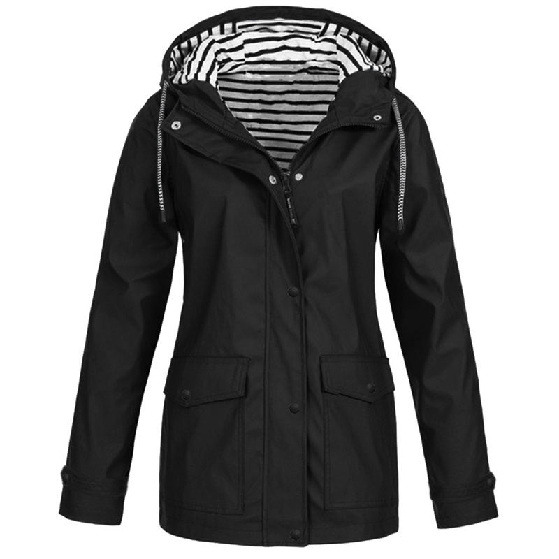 Veste à capuche pour Sports de plein air pour femmes, coupe-vent imperméable, doublure à rayures, manteaux amples surdimensionnés, printemps-automne, 2025