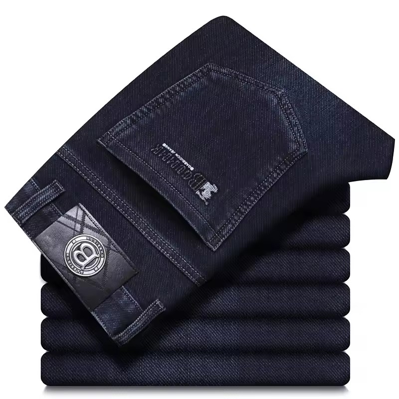 Jean à jambe droite pour hommes, haute qualité, léger, luxe, brodé, décontracté, polyvalent, mode, amincissant, Style Silhouette lisse