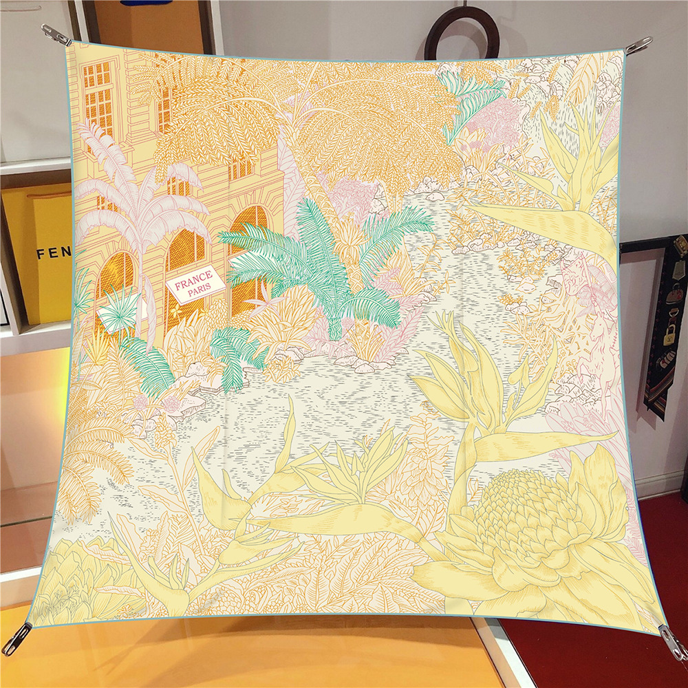 Foulards carrés de la jungle pour femmes, écharpes de tête, enveloppements de plage, châles bandana, hijabs pour dames, nouveau, 2024, 90cm