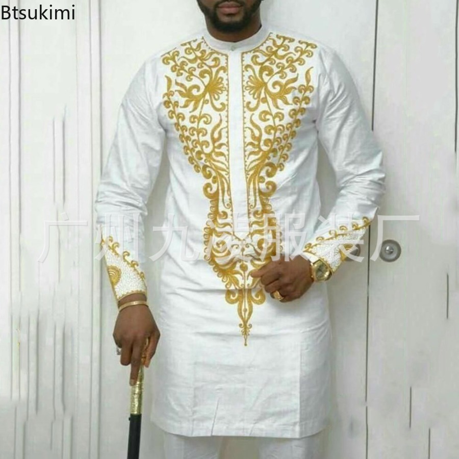 Hauts musulmans pour hommes, Style ethnique, manches longues, col montant, chemises décontractées, Slim, ourlet irrégulier, chemisiers pour hommes, maroc, dubaï, 2026