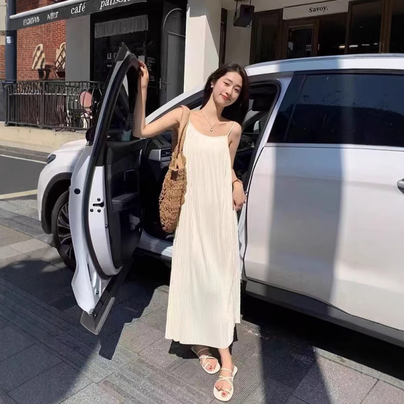 Robe longue d'été de style français pour femmes, bretelles réglables, coupe ajustée, robe maxi fluide, élégante robe bohème pour la plage, robe de cocktail