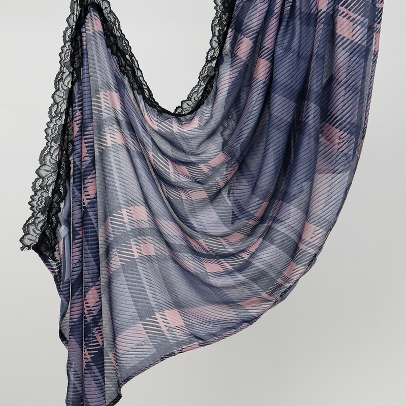 Nouveau Hijab Musulman Imprimé Dentelle à Pois pour Femme, Châle Turban Foulard Voile pour Femme Ramadan 180*70cm