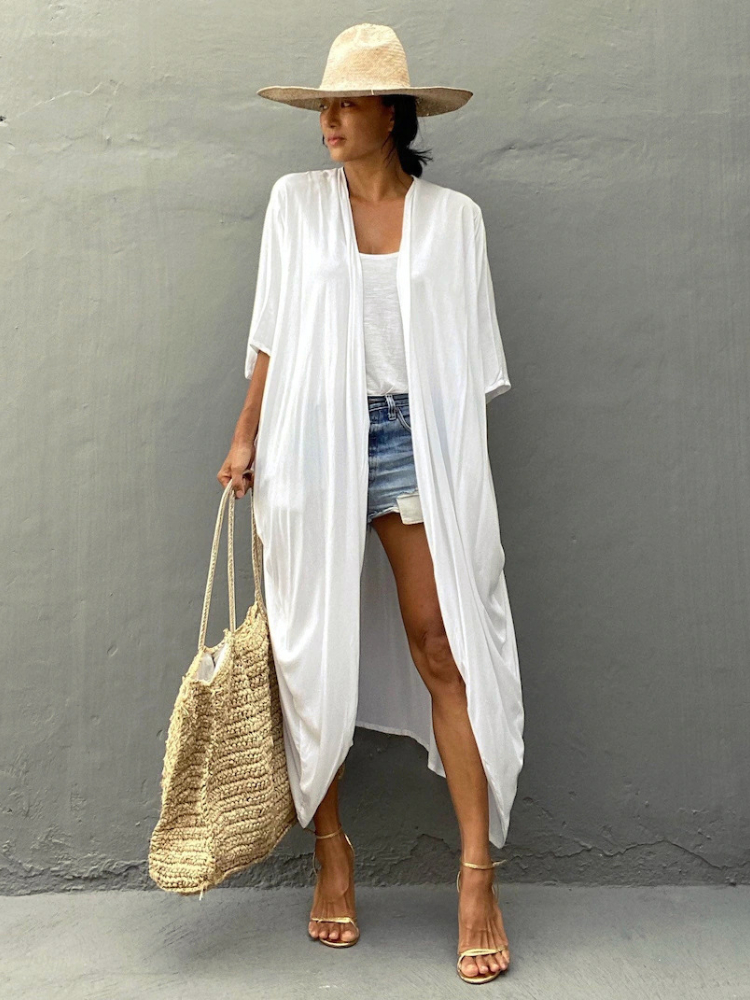 Robe de plage style bohème, Kimono pour femmes, paréo, Cape, tunique, couleur unie, livraison directe, nouvelle collection été 2022