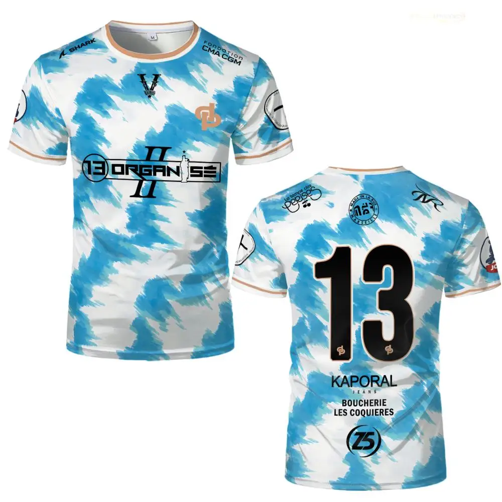 Nouveau maillot de football JUL Marseille imprimé intégral 13, T-shirt d'entraînement Hip Hop, uniforme unisexe, streetwear