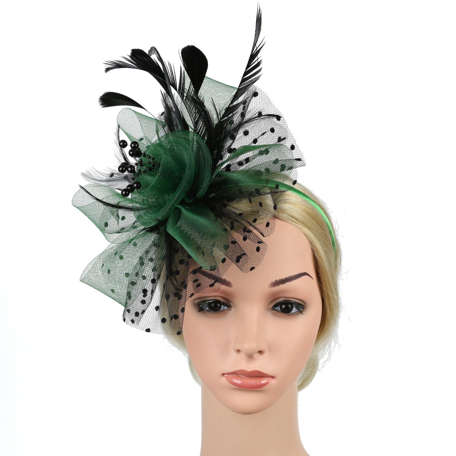 Accessoires pour cheveux maille fleur cheveux fascinateurs plumes de mariage pince à cheveux fascinateur chapeau thé fête bandeau Alice bandeau pince