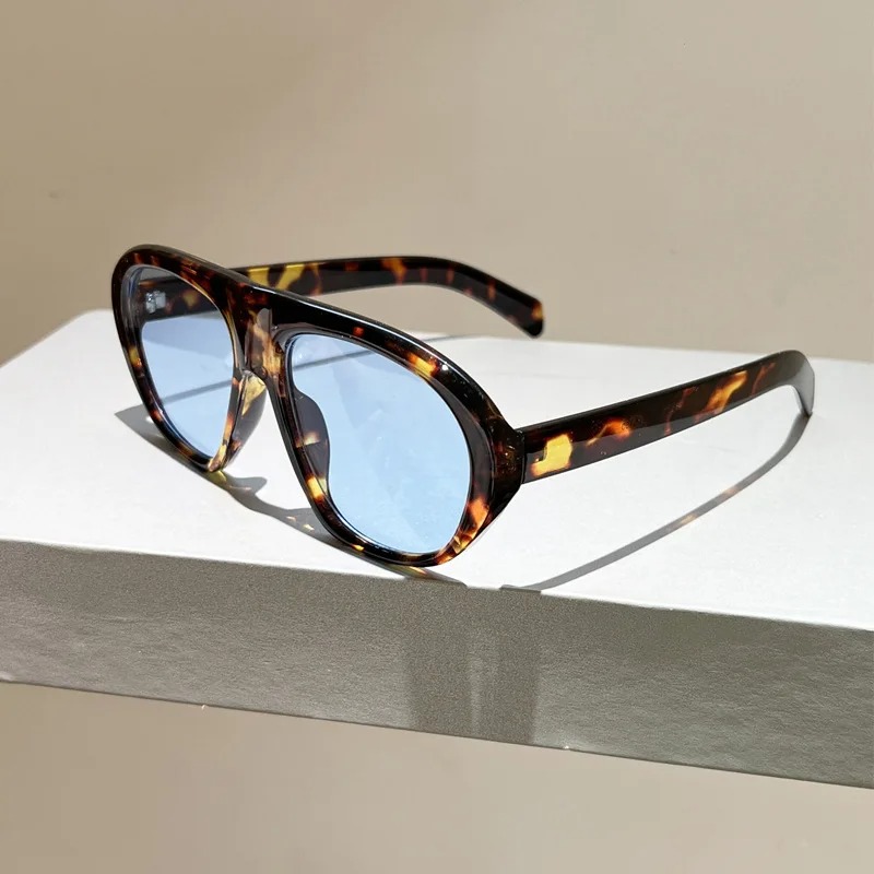 Nouvelles lunettes de soleil ovales à motif léopard dégradé pour femmes, lunettes de soleil vintage élégantes pour hommes, verres noirs UV400 pour l'extérieur