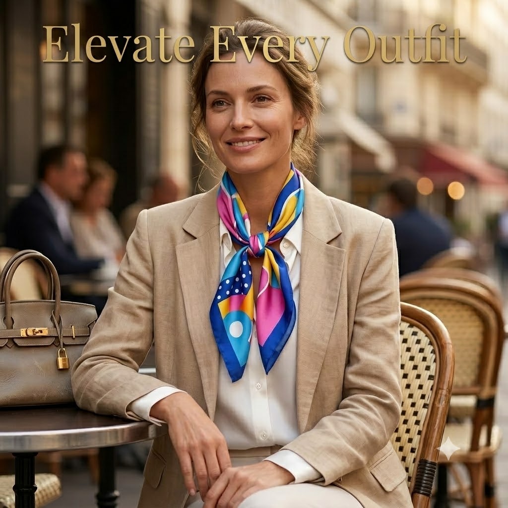 Foulard carré 50x50cm pour femme, foulard pour cheveux, foulard pour le cou, foulard pour la tête effet satiné, bandana, foulard pour sac style français, foulard de mode, cache-cou