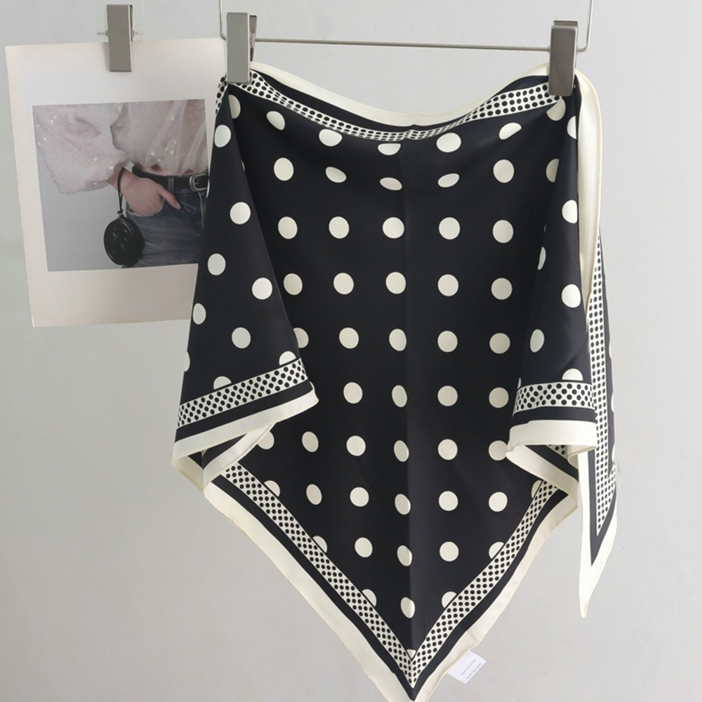 Écharpe triangulaire imprimée à pois, simple et tendance, ceinture polyvalente, écharpe diagonale, accessoires en soie haut de gamme pour femmes