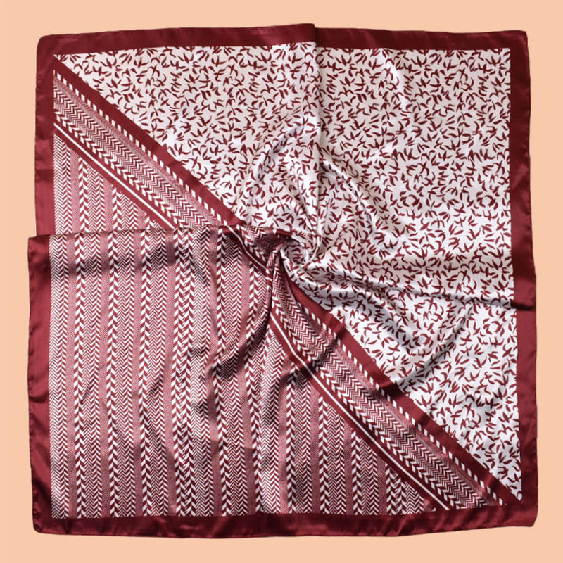Foulard en Soie Sergée 90x90cm pour Femme, Carré, Élégant, à Motifs Floraux, Été Automne, Hijab, Châle, Écharpe, Bandana