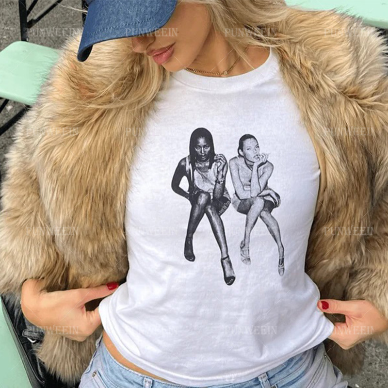 High Street été Sexy hauts femmes Streetwear Goth haut court à manches courtes maigre bébé t-shirts Vintage imprimé Y2K hauts décontracté fille t-shirt