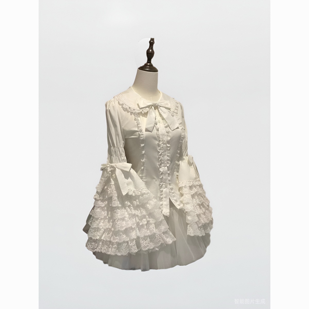 Chemise à manches longues style Lolita en dentelle, haut polyvalent pour l'été, sous-vêtement Lolita mignon