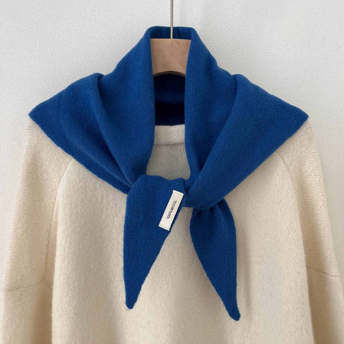 Écharpe tricotée de haute qualité pour femme, 100% laine, chaude, couleur unie brillante, châle épais, Triangle doux, col Pashmina, hiver