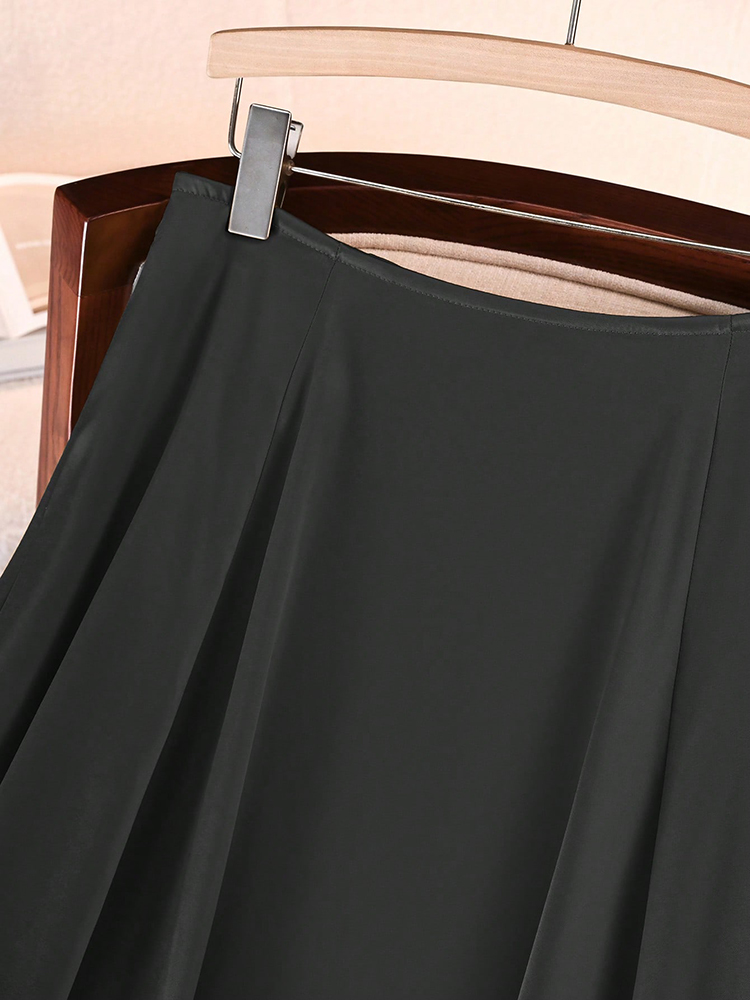 Jupes longues trapèze en Satin pour femmes, élégantes, de haute qualité, lisses, Maxi, avec poches, couleur unie, Y2K