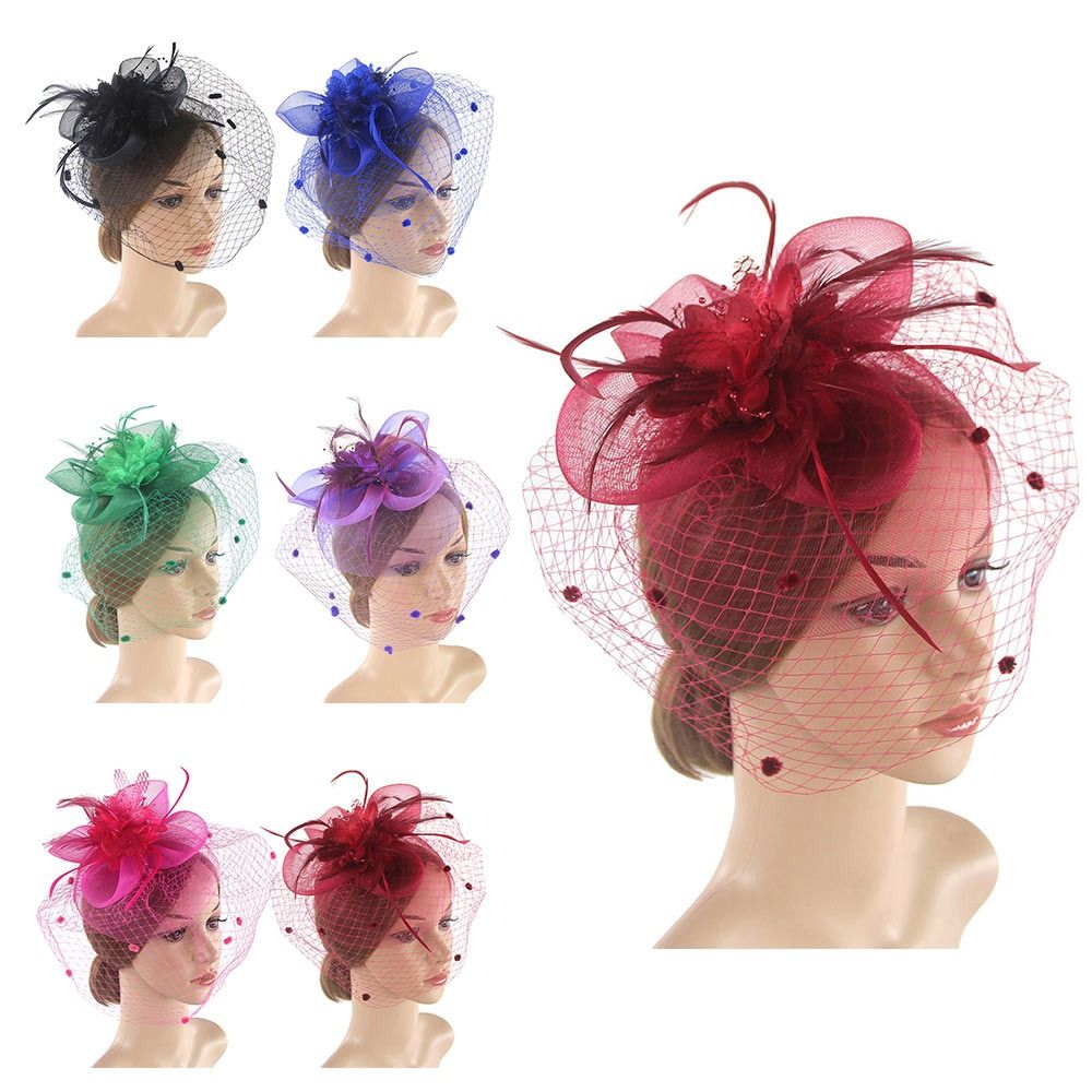 Décoration de cheveux fleur maille rétro pince à cheveux chapeau coiffure de mariée hôtesse de mariage haut-de-forme chapeaux Cocktail fête chapeaux