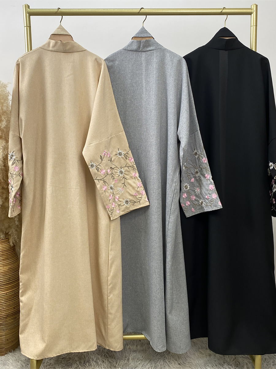 Abaya noire brodée pour femmes musulmanes, kimono de luxe, Islam, caftan marocain, robe de Turquie, cardigan pour Ramadan, Dubaï