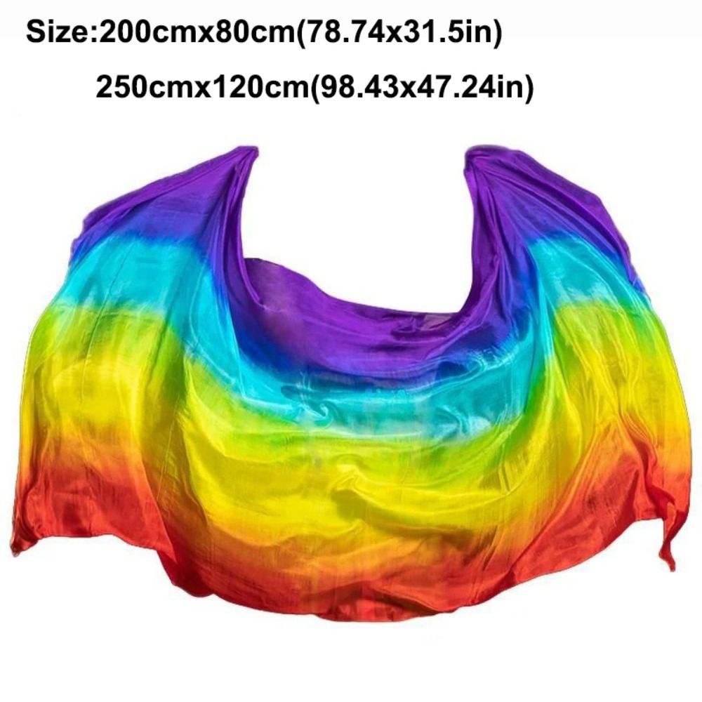 Voiles de danse orientale 100% soie, couleur dégradée, texture légère, châles, foulards et accessoires de costumes pour femmes