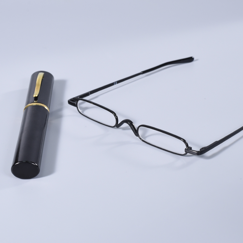 Lunettes de lecture élégantes à monture noire, monture en métal ultra-fine, lunettes de lecture portables pour hommes et femmes, mini-lunettes de lecture pour presbytie