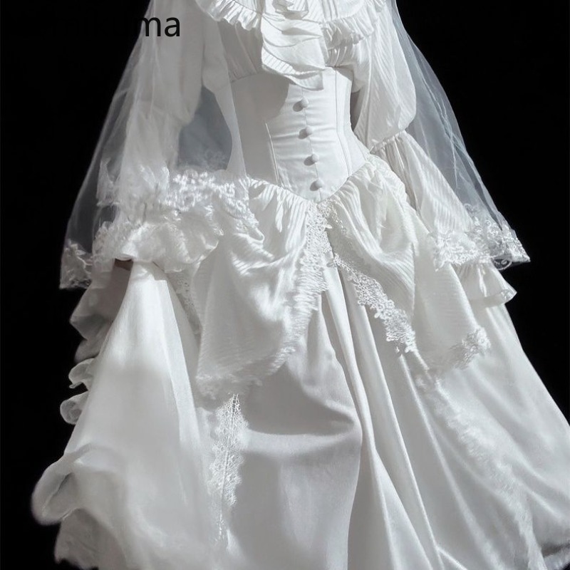 Taille haute jupes trapèze pour femmes 2025 Faldas Mujer De Moda Style Lolita japonais doux Saia Patchwork dentelle grande jupe pivotante