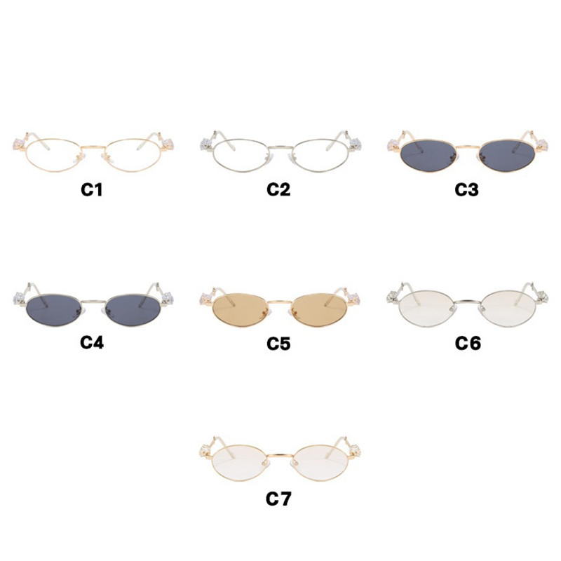 Petites lunettes de soleil ovales sexy pour femmes, monture en métal vintage, lunettes d'ordinateur décoratives, mode rétro, mignon, nouveau