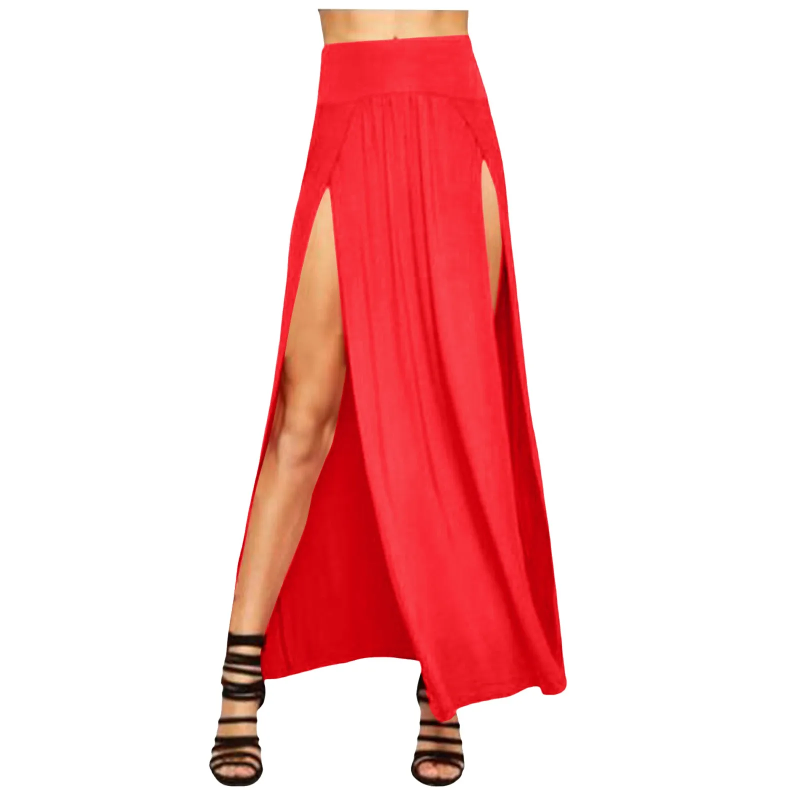 Jupes pour femmes femmes Double fente Maxi jupe longue dames plaine basique deux côtés fente 4 22 jupe courte en cuir