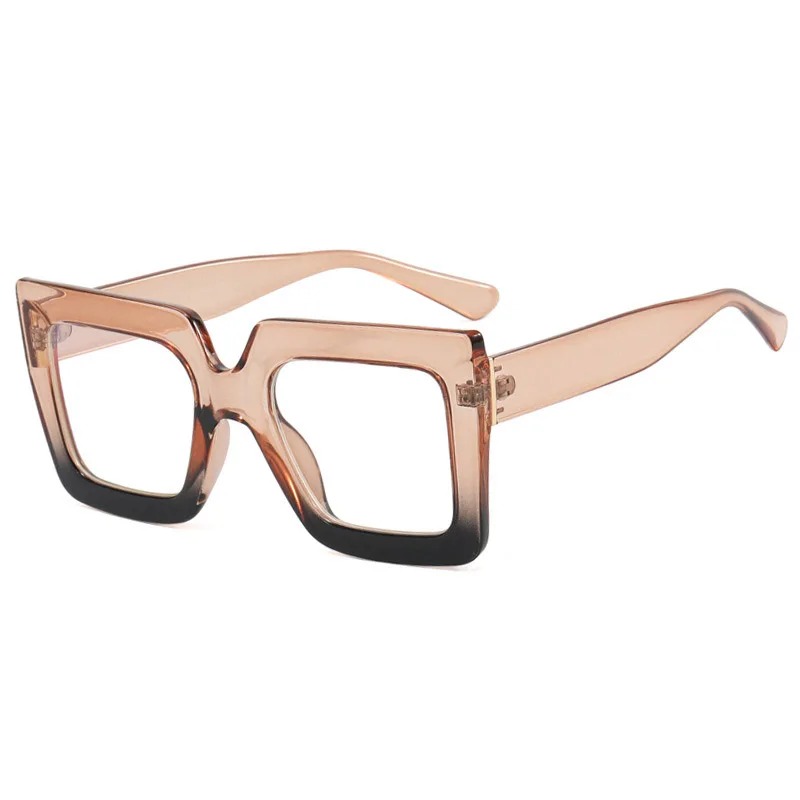 Nouvelles lunettes anti-lumière bleue tendance pour hommes et femmes, lunettes plates à monture carrée transparente bicolore