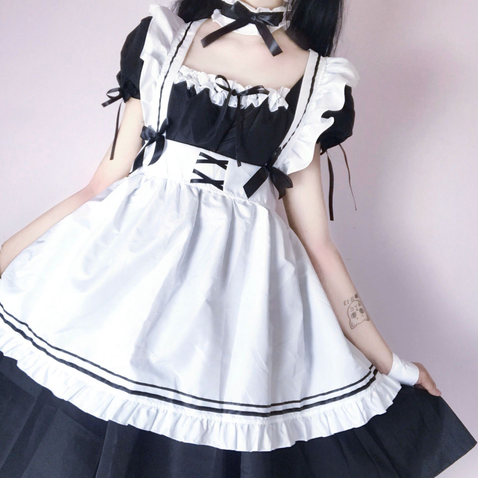 Robe longue de femme de chambre pour hommes et femmes, tenue d'anime, tablier noir et blanc, robes Lolita, costume Cosplay, 73