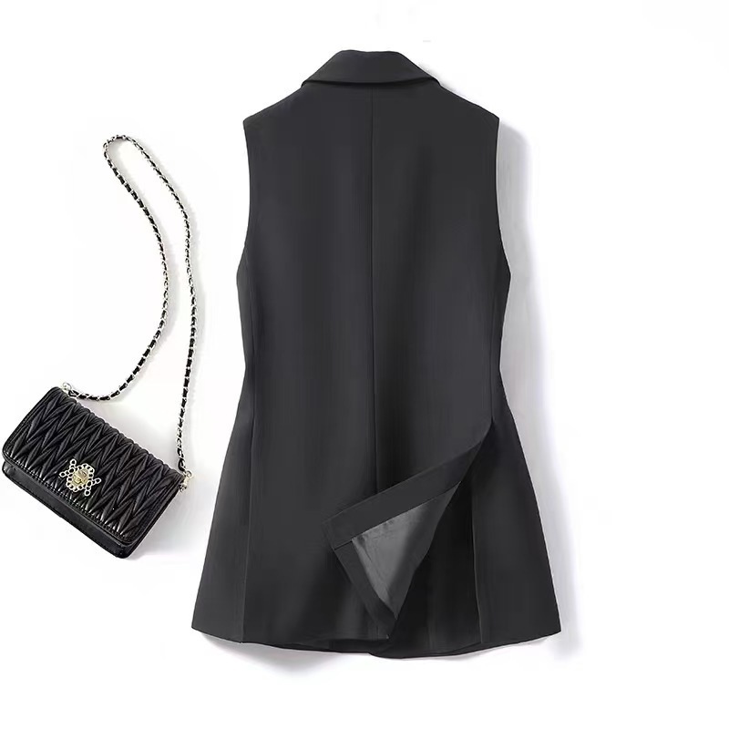 Gilet de costume élégant à un bouton pour femme, style occidental, design raffiné, en tissu polyester, idéal pour le bureau