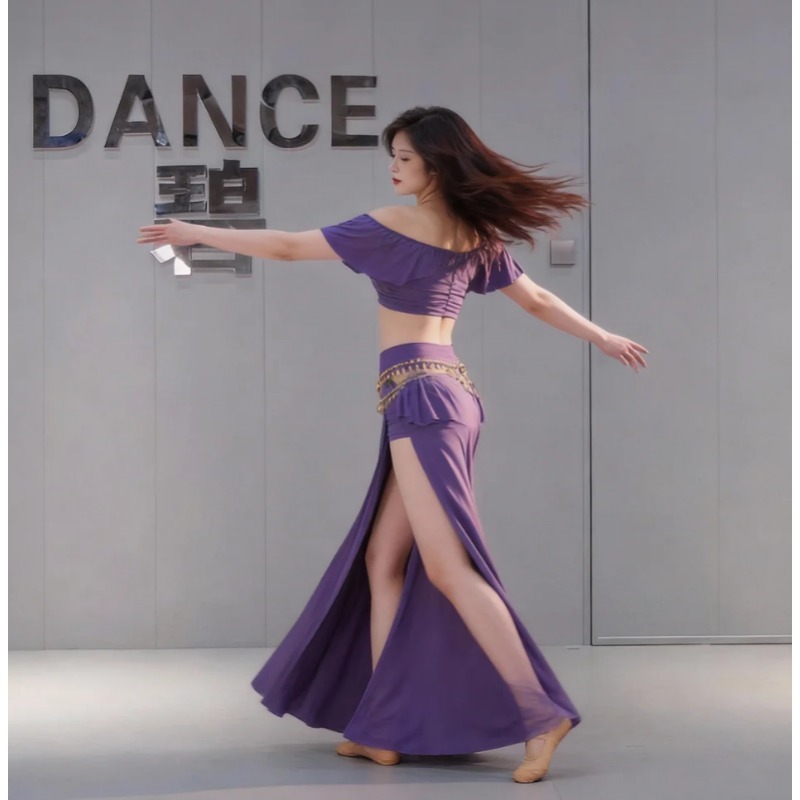 Tenue de danse du ventre pour femmes, ensemble jupe longue et haut sexy, taille plus, costume d'entraînement et de performance de danse du ventre pour femme