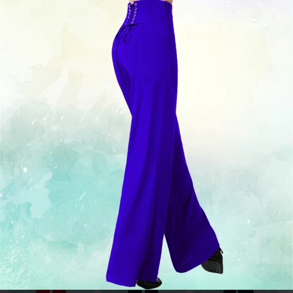 Pantalon femme pantalon de danse latine danse moderne danse salle de bal pantalon à jambes larges dames taille haute décontractée pantalon en mousseline de soie ample