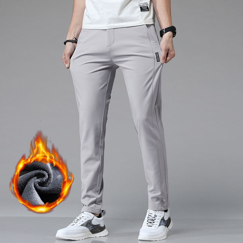 Coréen hommes chaud pantalons de Golf mince droit hiver épais polaire pantalons décontractés affaires mode Stretch thermique pantalon mâle