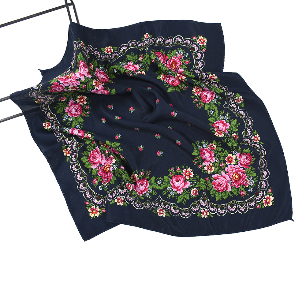 Foulard Bandana imprimé Floral de Style russe 70x70cm, bandeau carré pour femmes, mouchoir Babushka ukrainien, enveloppes de tête